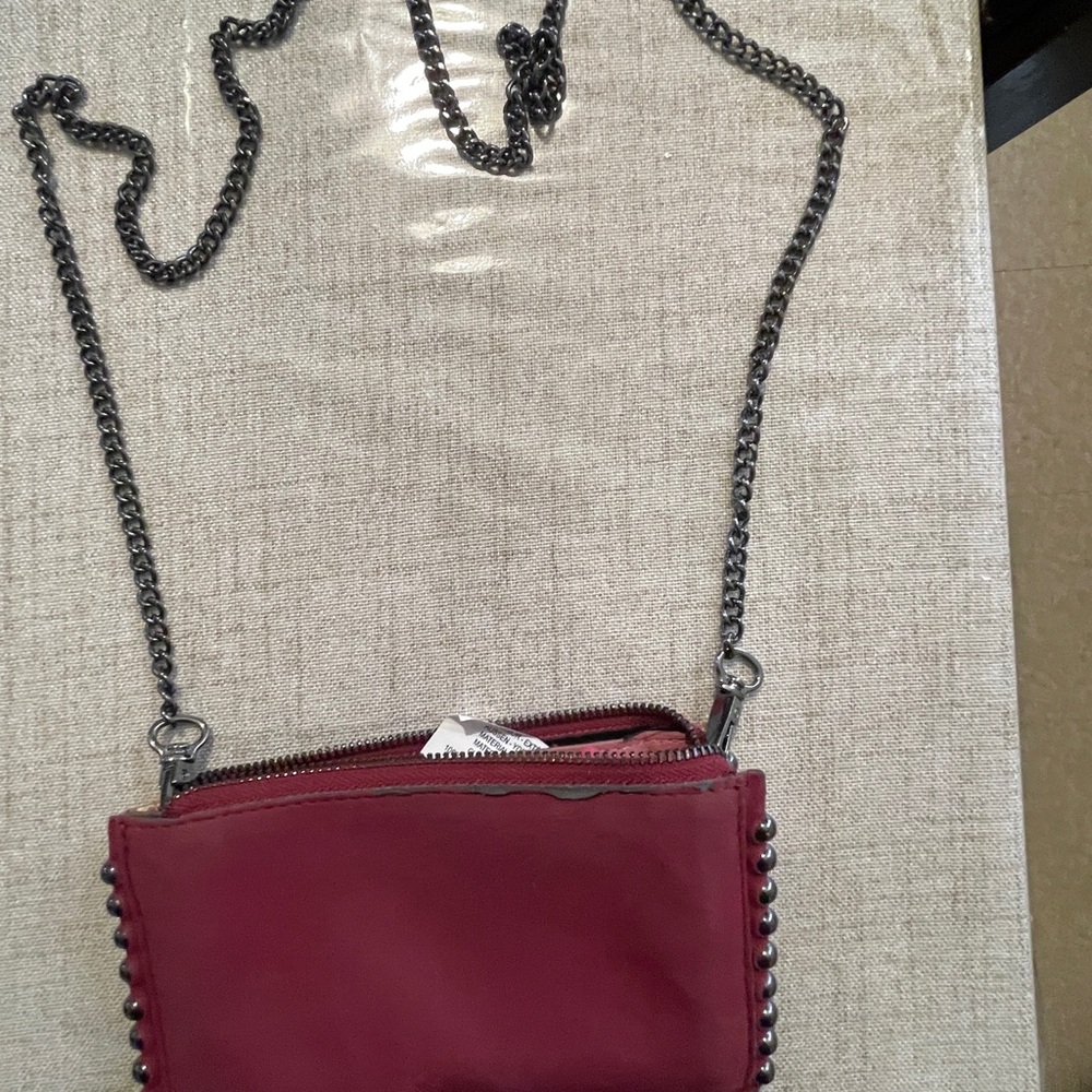Zara Red Shoulder Bag with Chain Strap and Structured Design